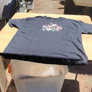 Gildan Black Tee with Floral Design